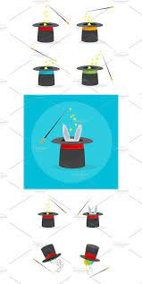 Magic Hat Set Vector Magic Hat Illustration Vector Illustration