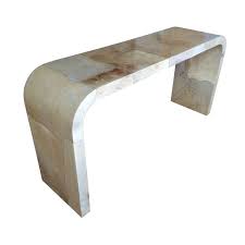 Waterfall Console Table In Goatskin Parchment Console Table Modern Console Tables Table