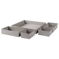 Grasidan Set Kutija 5 Kom Siva Ikea In 2020 Ikea Organized Desk Drawers Small Drawer Organizer