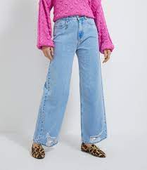 Maybe you would like to learn more about one of these? Calca Wide Leg Jeans Com Pingente De Olho Grego Azul