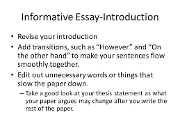 A subject is the central idea of your essay that you can formulate in several sentences. Informative Essay An Introduction Ppt Video Online Download