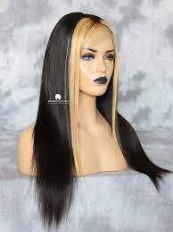 Blonde Streak Virgin Brazilian Hair 360 Wig Bryana025 Blonde Front Streak Brazilian Hair Front Lace Wigs Human Hair
