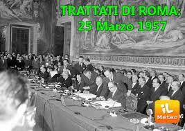 Finalmente, il 25 marzo 1957, il trattato di roma, firmato dai sei paesi, dà la luce alla comunità economica europea (cee) mentre un secondo trattato prevede il coordinamento delle politiche in materia di energia atomica, mettendo in piedi la comunità europea dell' energia atomica. Trattati Di Roma 25 Marzo 1957 Nasce L Europa Ilmeteo It