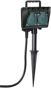 Gartensteckdosen versorgen dich im freien mit strom. Gartensteckdose Mit Erdspiess Ip44 2 Fach 1 4m H07rn F 3g1 5 Brennenstuhl