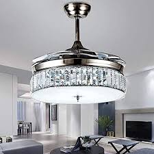 The market has many options for indoor fans to help. Buy Retractable Crystal Ceiling Fans Light With Remote Control 4 Blade Invisible Ceiling Fan Chandelier Art Decoration 36 Inch Silver Online In Vietnam B07l4m819q