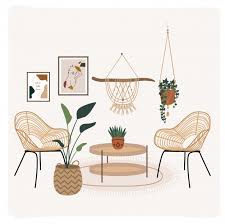 62 bohemian bedroom decor ideas. Premium Vector Minimal Modern Bohemian Style Interior Home Decoration Illustration Of Furniture Plants Wall Art Decor Setting