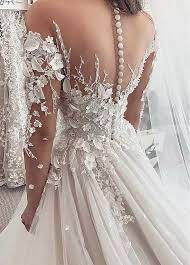 Buy Discount Alluring Tulle Jewel Neckline A Line Wedding Dresses With Lace Appliques 3d Fl Wedding Dresses Lace Wedding Dress Sleeves Wedding Dresses Beaded