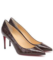 Christian Louboutin Kate 85 Crocodile Effect Leather Pumps In Brown Modesens