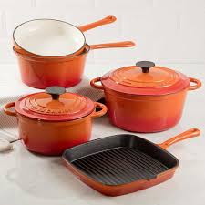 Cacarola De Ferro Fundido Cacarola Panela Multifuncao Bistequeira Laranja La Cuisine Panelas De Ferro Conjunto De Panelas Cozinha Laranja