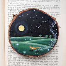 Original Fox Painting Wood Slice Art Acrylic Painting Painting Etsy Wood Art Wood Slice Art Art