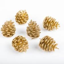 Pommes De Pin Pailletees Or X6 Decoration Table De Noel Deco Table Noel Doree Deco Table Noel