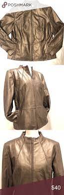 Sold Coldwater Creek Leather Jacket Coat Bronze Leather Jacket Jackets Coldwater Creek