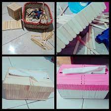 Cara Membuat Kotak Tisu Tempat Tisu Dari Stik Es Krim Kerajinan Diy Ide Kotak