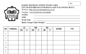 Simpulan dari penelitian adalah menghasilkan produk kartu kendali yang memanfaatkan teknologi sebagai media modern agar media pembelajaran yang sudah ada menjadi lebih efektif digunakan dalam proses pembelajaran. Kartu Kendali Toefl Like Dan Toafl Like Bantu Mahasiswa Iain Palangkaraya Tentukan Target Bulan Ujian Skripsi Upt Pengembangan Bahasa