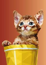 Low Poly Cat Etsy Pop Art Animals Cat Art Polygon Art