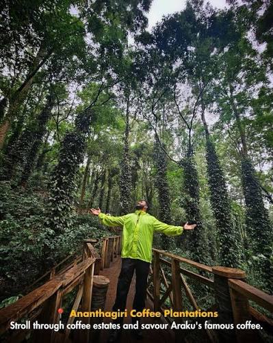 Heading to Visakhapatnam? Add Araku Valley to your itinerary, just 3 hrs away! ☕️☁️ Looking for a quick escape from Vizag's humidity? Araku Valley is at its lush, green best right now.