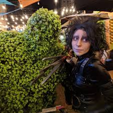 The edward scissorhands costume is four pieces: Edward Scissorhands And His Topiary Creation Halloween Costume Contest