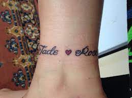Anklet Tattoo Of My Girls Names On Other Side Is Amber And Scarlett Ankle Bracelet Tattoo Bracelet Tattoos With Names Infinity Tattoo On Wrist