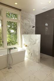 How To Build A Half Wall Shower Bathroom Contemporary With Shower Tile White Bathroom Recessed Light Half Wall Shower Relaxing Bathroom Master Bedroom Bathroom