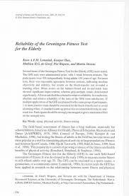 Pdf Reliability Of The Groningen Fitness Test For The Elderly
