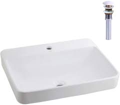 Give it purpose — fill it with bathroom vanities, faucets, toilets, shower panels, tubs and more. Winzo Wz6123d Drop In Bathroom Vessel Sink With Single Faucet Hole Rectangular Semi Recessed Basin Included Porcelain White Brass Pop Up Drain Amazon Com