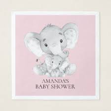 Elephant Girls Baby Shower Paper Napkins Zazzle Com Baby Shower Paper Elephant Baby Shower Boy Neutral Baby Shower