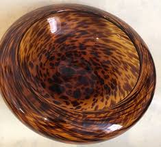 Vintage Tortoise Shell Glass Centre Piece Fruit Bowl Italian Etsy European Vintage French Pottery Glass Art