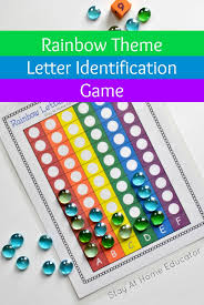 Our first full color printable alphabet: Rainbow Letters Race To The Top Letter Identification Game