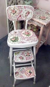 Adorable Vintage Shabby Chic Mosaic Kitchen Chair Or Step Shabby Chic Kitchen Chairs Shabby Chic Bedrooms Shabby Chic Living
