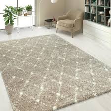 Einfarbiger Hochflor Teppich In Beigen Mit Rauten Muster Teppich Teppich Beige Teppich Wohnzimmer