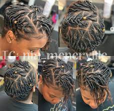 Cute Loc Style On Starter Locs Short Dreadlocks Styles Natural Hair Styles Dreadlock Hairstyles Black