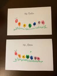 Female Teacher Birthday Card For Teacher Handmade Thank You Cards For Teacher Caterpillar Fingerprints Thank You Cards From Kids Teacher Appreciation Cards Diy Teacher Gifts
