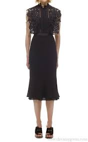 Black Self Portrait Cape Detail Stand Collar Midi Dress Womens Black Dress Dresses Slim Bodycon Dress