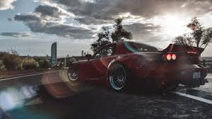 City lights wallpaper, car video game screenshot, night, futuristic city. Download Forza Horizon 3 Mazda Rx 7 Video Game Car Wallpaper 2560x1440 Dual Wide Widescreen 16 9 Widescreen