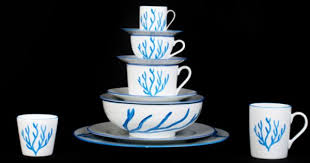 Service Corail Bleu En Porcelaine De Limoges Www Inesdenicolay Com Tableware Glassware