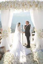 Wedding Ceremony Structure Circle White Rose Hydrangea Orchid Flowers Santa Monica Mountain View Ocean View Wedding Wedding Inside Wedding Ceremony
