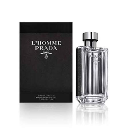 perfumes para hombre de prada- Frasco oficial de Prada L'Homme EDT 100 ml sobre fondo blanco