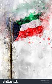 watercolor flag of the state of kuwait kuwait national day flag art kuwait flag