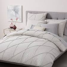 Organic Pleated Grid Duvet King Light Gray At West Elm Bedding Duvet Cover Bed Accessories Duvet Cover Master Bedroom Bed Duvet Covers Duvet Bedding