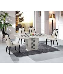 Compact glass topped dining table. Buy Muebleria White Marble Dining Table Online At Best Prices In India On Snapdeal