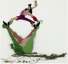 Peter Pan Captain Hook And Croc Production Cel Setup Walt Disney 1953 Captain Hook Peter Pan Cel