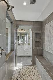 Custom Tile In This Massive Shower With Multiple Shower Heads And Bench Seating Masterbathroom Grandmaster Tile Walk In Shower Walk In Shower Small Bathroom