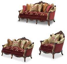 Aico Furniture Monique 3 Piece Living Room Set Fs Mniqu15 Rdrby 3set 3 Piece Living Room Set Aico Furniture Living Room Sets