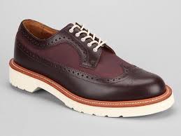 Burgundy Wingtip Brogue With White Soles By Doc Marten At Urban Outfitters Mens Spring Summer Fashion Brogue Shoes Mens Fashion Fall Outfits Dress Shoes Men