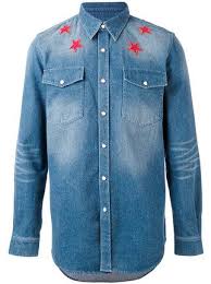 Givenchy Denim Star Embroidered Shirt Embroidered Denim Shirt Mens Designer Shirts Casual Long Sleeve Shirts