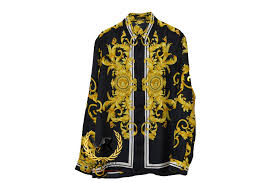 Black And Yellow Button Up Shirt Mens Z Sold Versace Baroque Button Up Shirt Very Rare Boutique Versace Shirts Gold Dress Shirt Mens Shirts