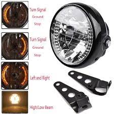 Universal 7 Motorcycle Headlight Amber Led Turn Signal Indicators With Bracket Morbis02 Amber Brac Motorcycle Headlight Bike Headlight Custom Cafe Racer