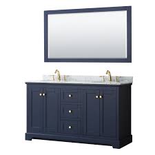 One of the advantages of a stone vanity top, such as granite, is the ability to use an undercount sink. Avery 60 Double Bathroom Vanity By Wyndham Collection Dark Blue Free Shipping Modern Bathroom