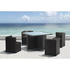 Dcor Design Turtle Bach 5 Piece Outdoor Dining Set In Chocolate Chairs Fit Into Tab Modern Outdoor Dining Modern Outdoor Dining Sets Outdoor Dining Furniture