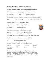 Spanish Worksheet Preterit And Imperfect